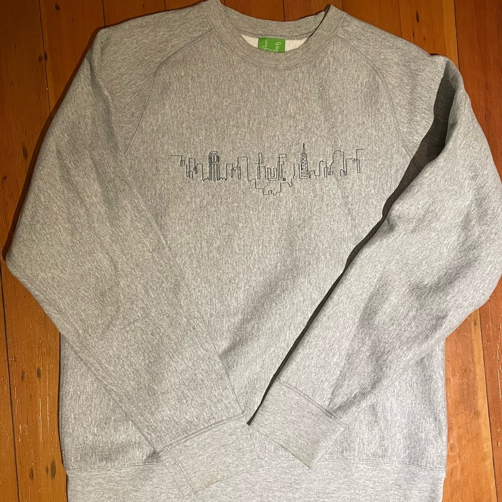 Gray Skyline Embroidered Men's Sweater